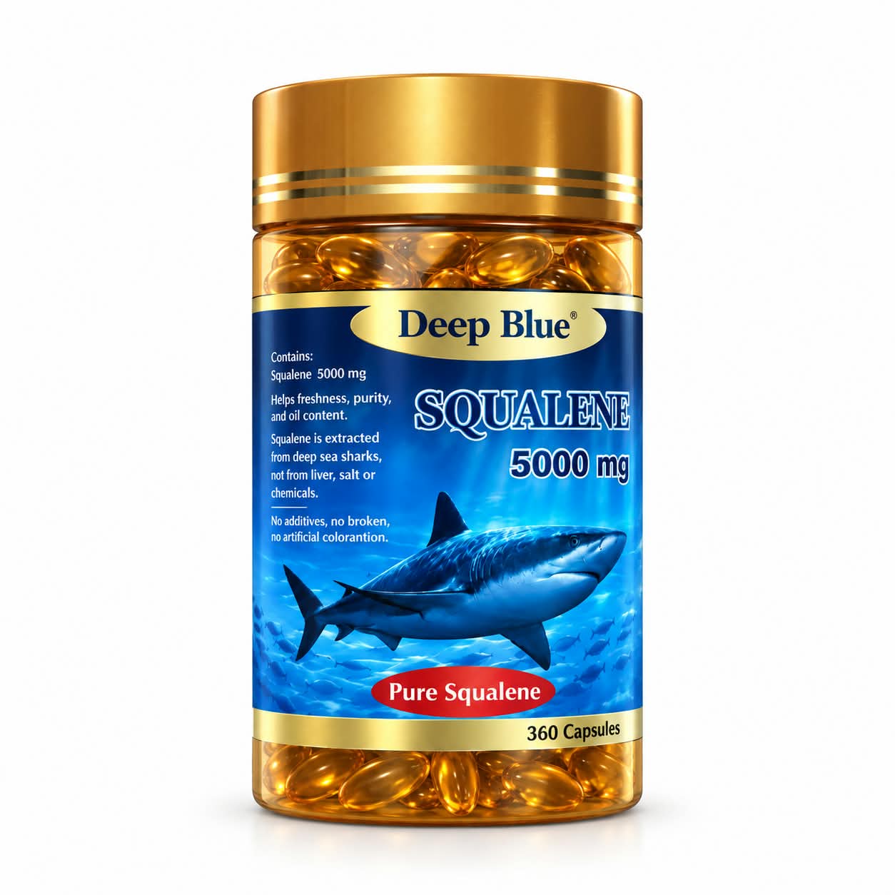 WhatsApp Image 2026-09-13 at 19.29.16 Акулий Сквален Squalene Deep Blue 5000мг 360 капсул — изображение 1