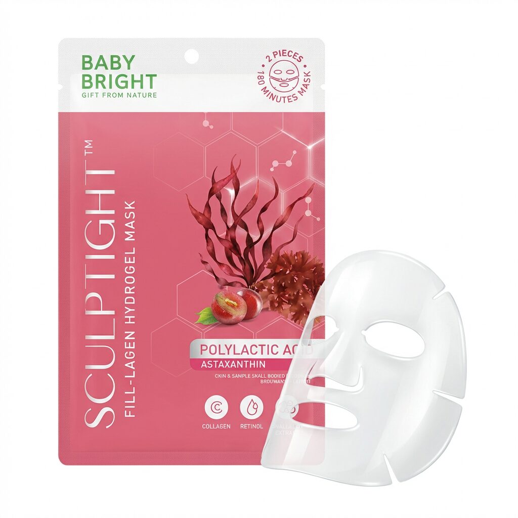 Гидрогелеапя маска для упругости кожи Baby Bright Sculptight Fill-lagen Hydrogel Mask (AI main) Гидрогелевая маска омолаживающая с Астаксантином Baby Bright Sculptight Fill-lagen Hydrogel Mask — изображение 1