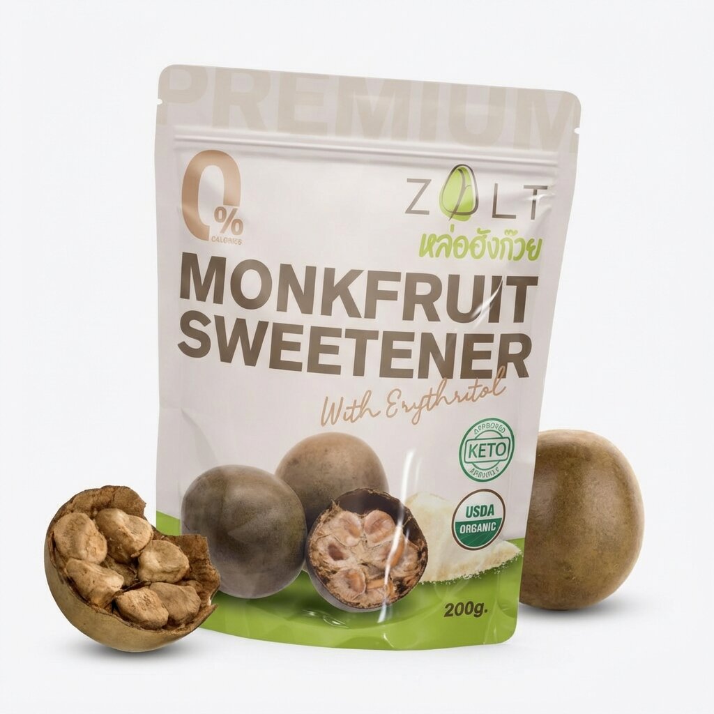 Кето-сахар из фрукта Монахов с добавлением эритрола , 0 калорий, подходит диабетикам Golden Sugar Monkfruit Sweetener Premium Grade (AI main) Кето-сахар из фрукта Монахов с добавлением эритрола , 0 калорий, подходит диабетикам Golden Sugar Monkfruit Sweetener Premium Grade — изображение 1