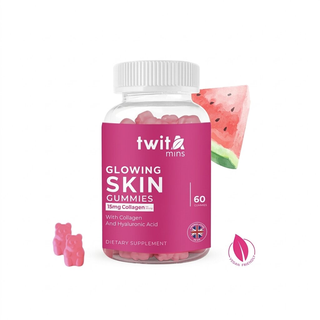 Компекс для красивой чистой кожи и омоложения 6-в-1: коллаген глутатион и витамин С Twins Glowing Skin. (AI main) Компекс для красивой чистой кожи и омоложения 6-в-1: коллаген глутатион и витамин С Twins Glowing Skin. — изображение 1